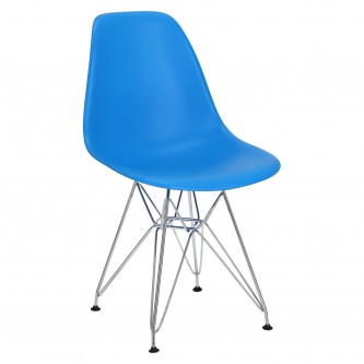 Krzesło P016 PP niebieskie, chromowane n ogi