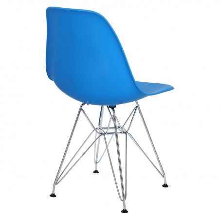 Krzesło P016 PP niebieskie, chromowane n ogi