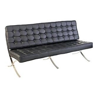 Sofa BA3 3 osobowa, czarna ekoskóra PU