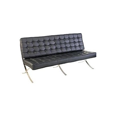 Sofa BA3 3 osobowa, czarna ekoskóra PU